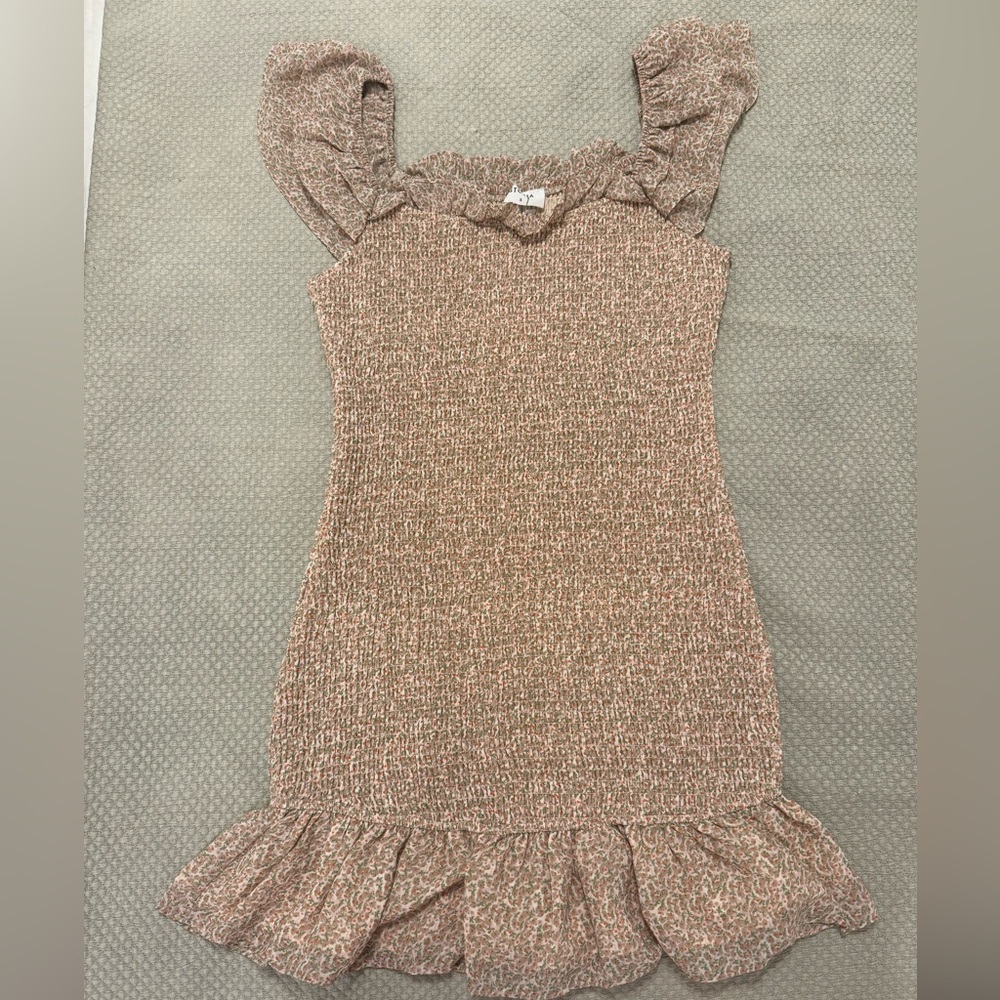 Storia floral dress, ruffle straps and hem